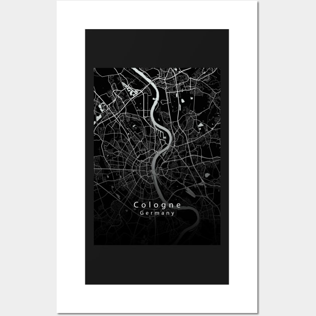 Cologne Germany City Map dark Wall Art by Robin-Niemczyk